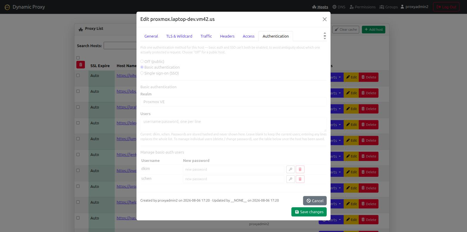 Per-host basic auth