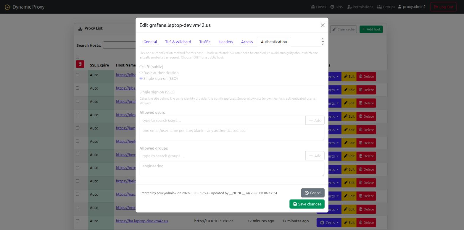 Per-host SSO auth